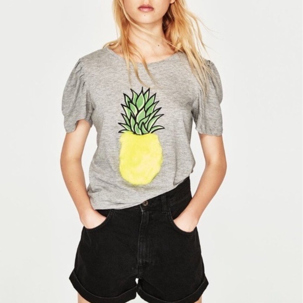 Zara Fuzzy Pineapple Shirt